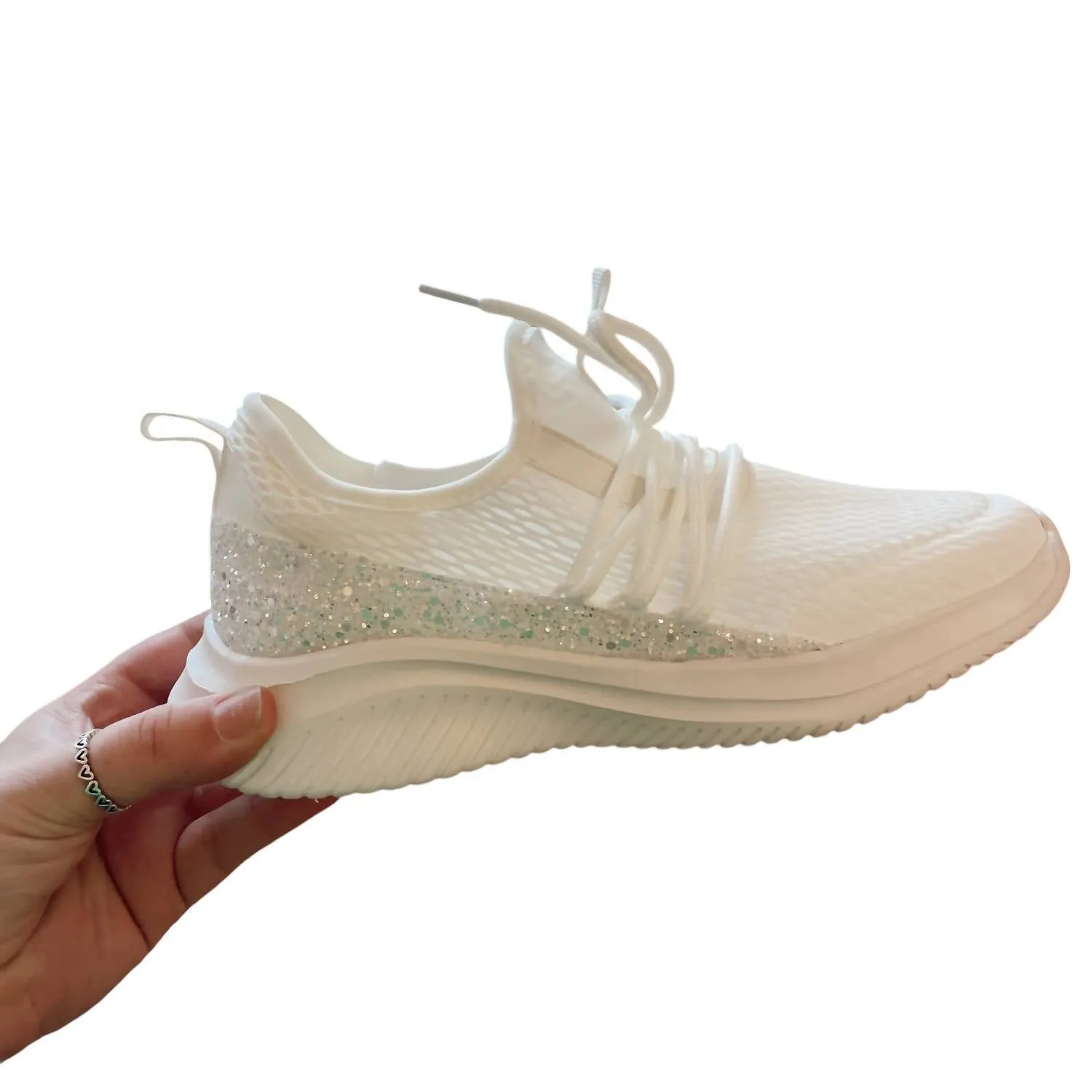 Women's Chunky Soft Serve Sneaker In White Glitter