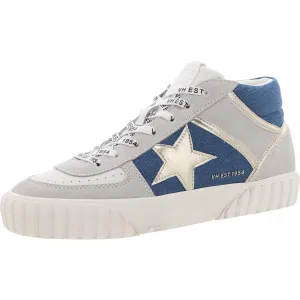 Womens Metallic Leather High-Top Sneakers