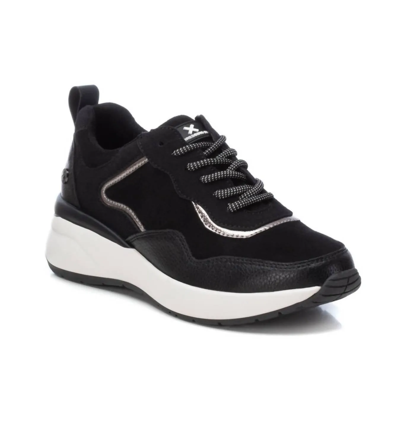 Women's Suede Metallic Sneakers In Black