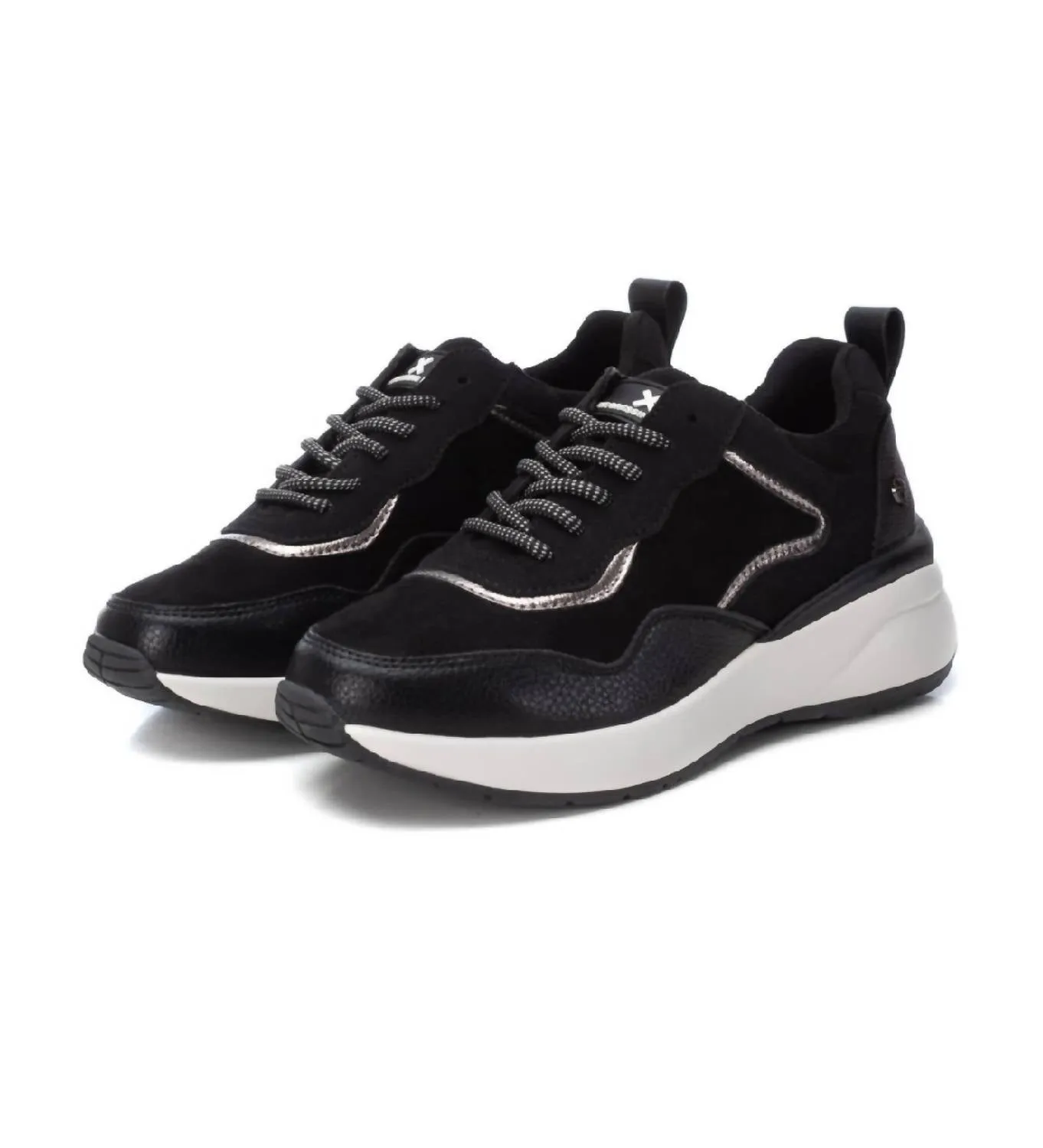 Women's Suede Metallic Sneakers In Black