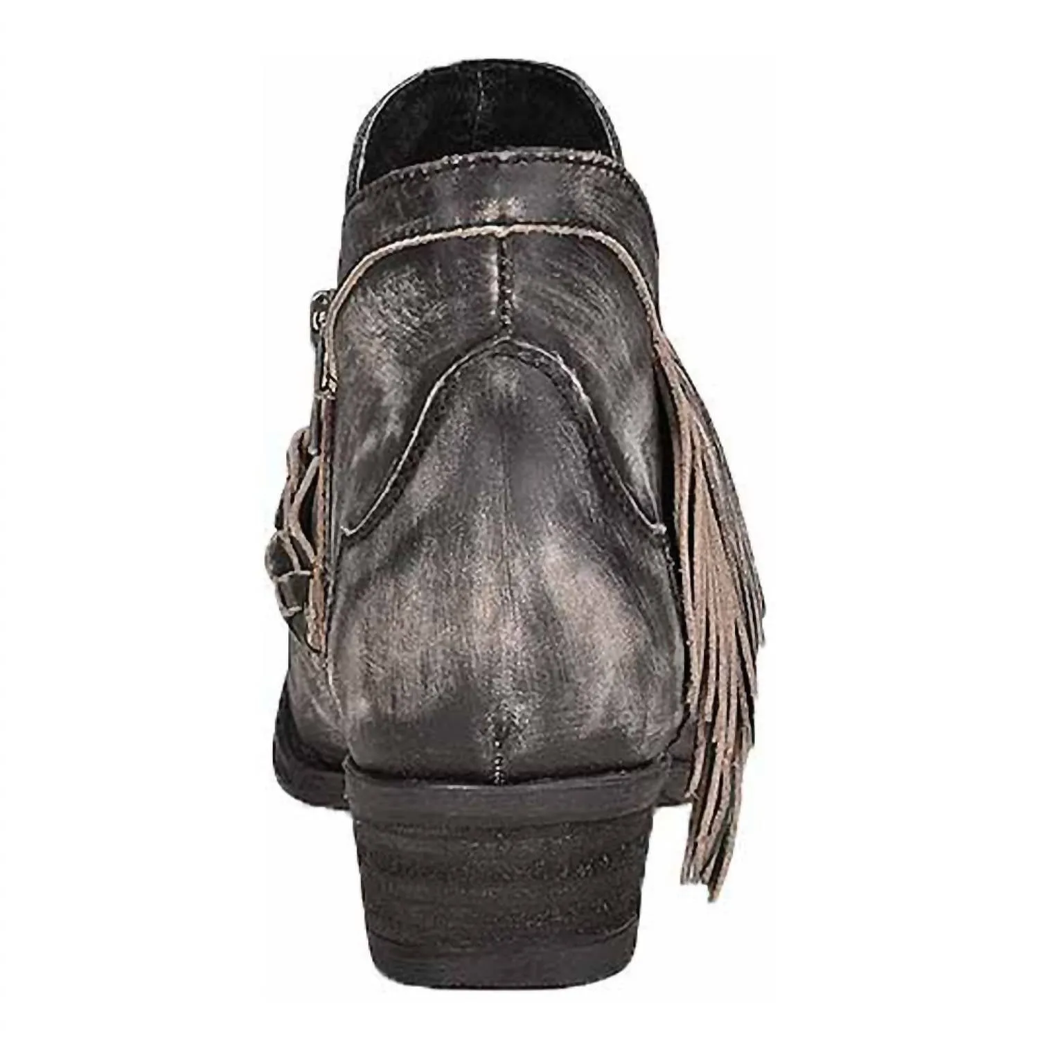 Women's Zipper & Woven Round Toe Bootie In Black