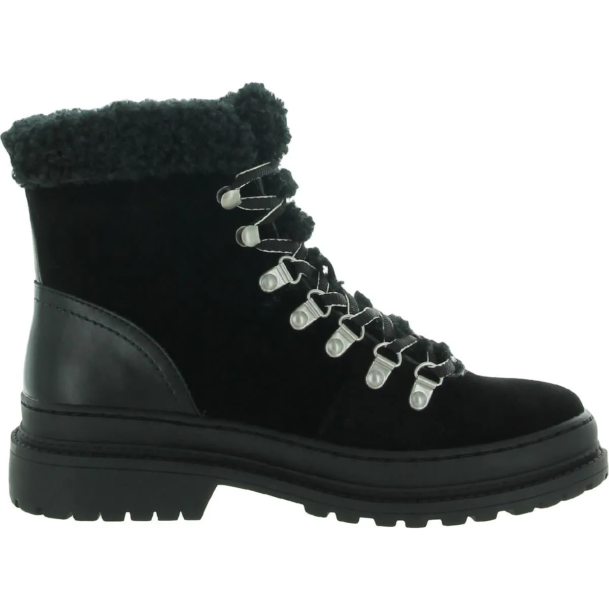 Yvonne Womens Suede Faux Fur Trim Hiking Boots